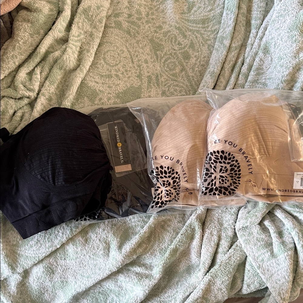 Black and Beige Nursing/Pumping Bras Kindred Bravely